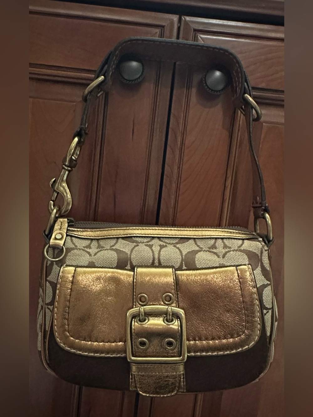 Vintage 2004 Coach Bleecker Signature Hobo Bag Bronze Gold Y2K E04U-1496